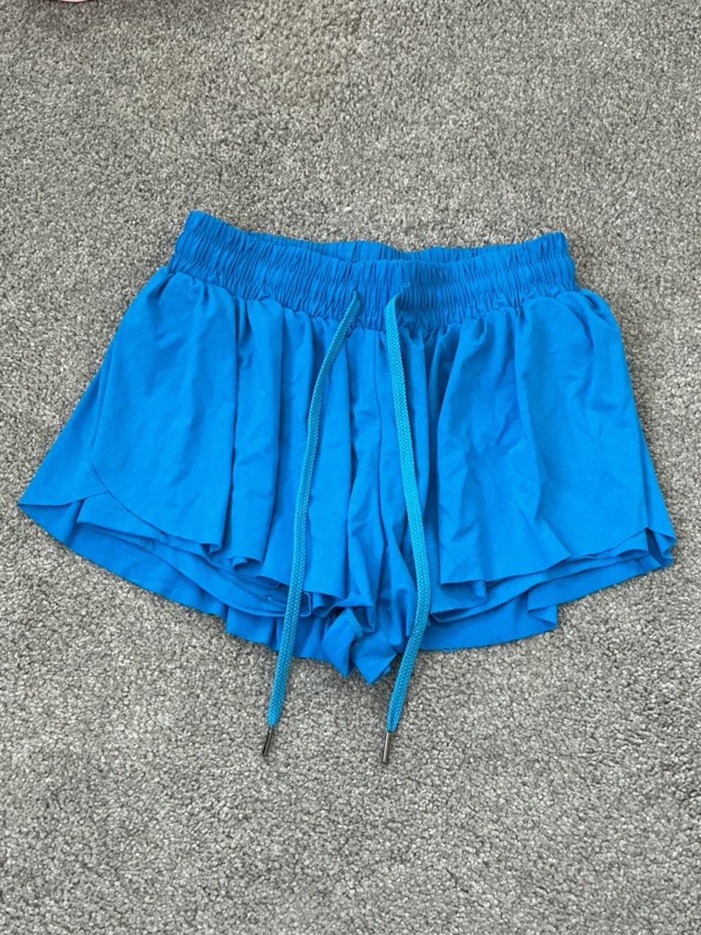 Amazon Women’s Vibrant Blue Layered Athletic Shorts with Drawstring